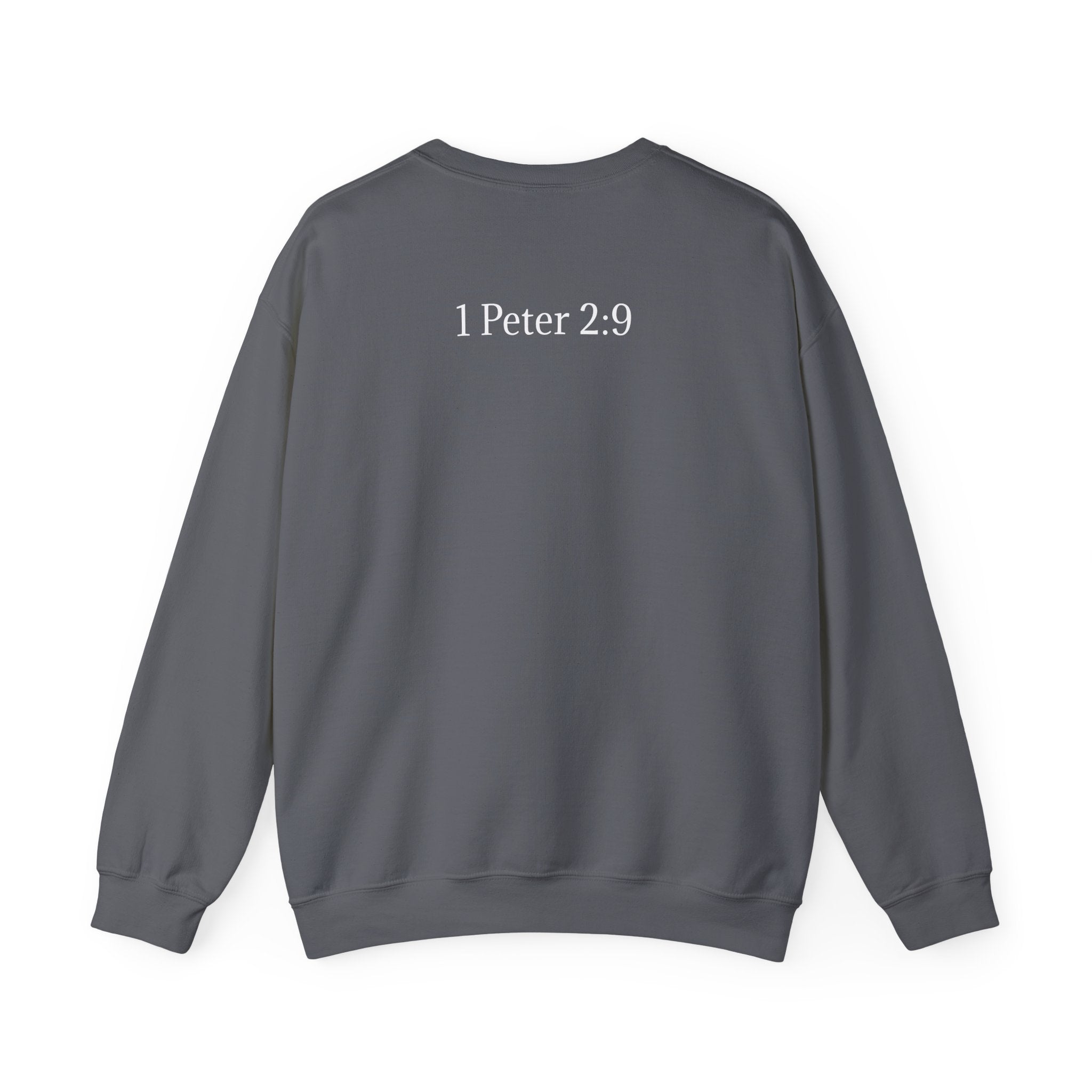 Chosen Sweatshirt Christian Crewneck with “1 Peter 2:9” Back Text