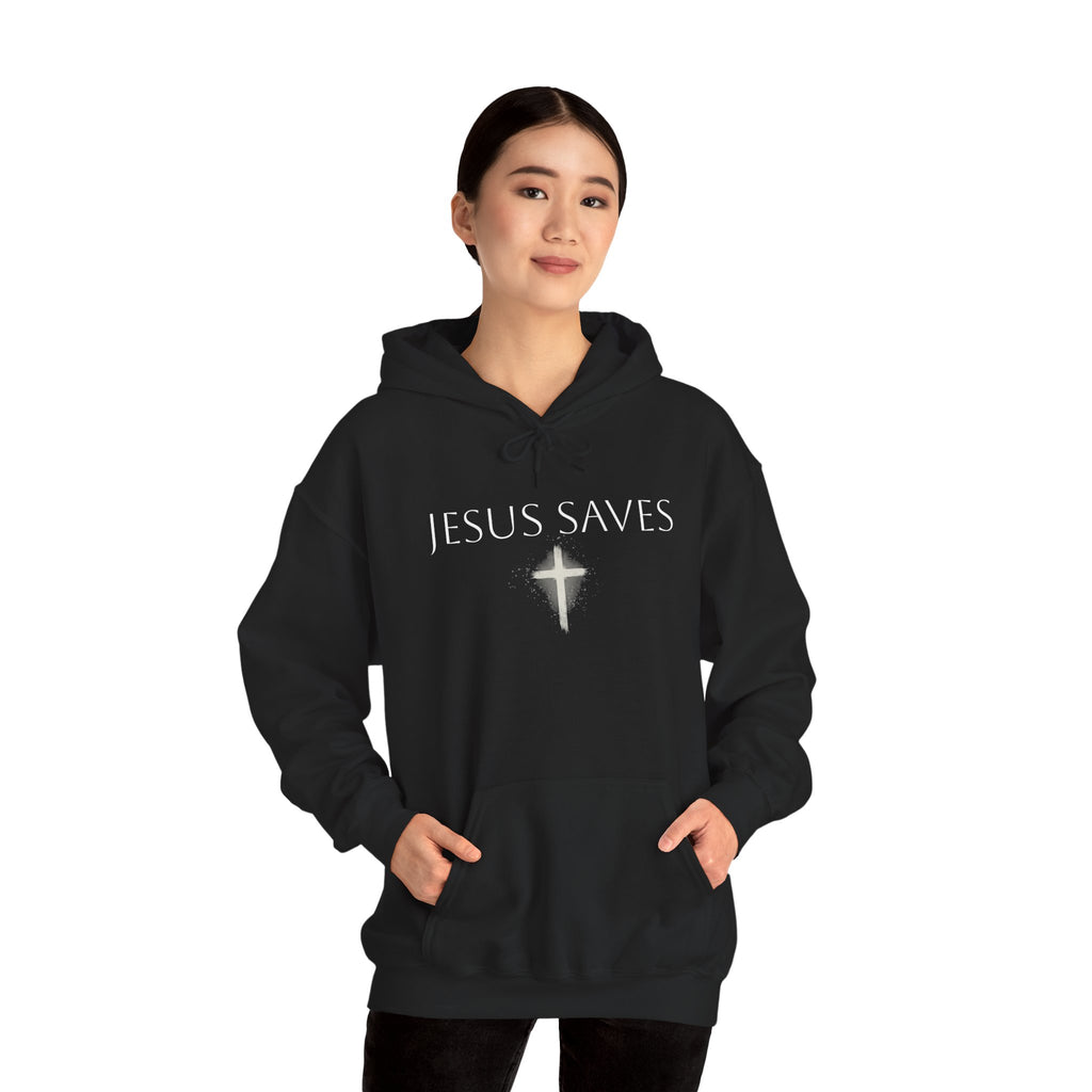 Religious Hoodie Cross Graphic with Jesus Saves