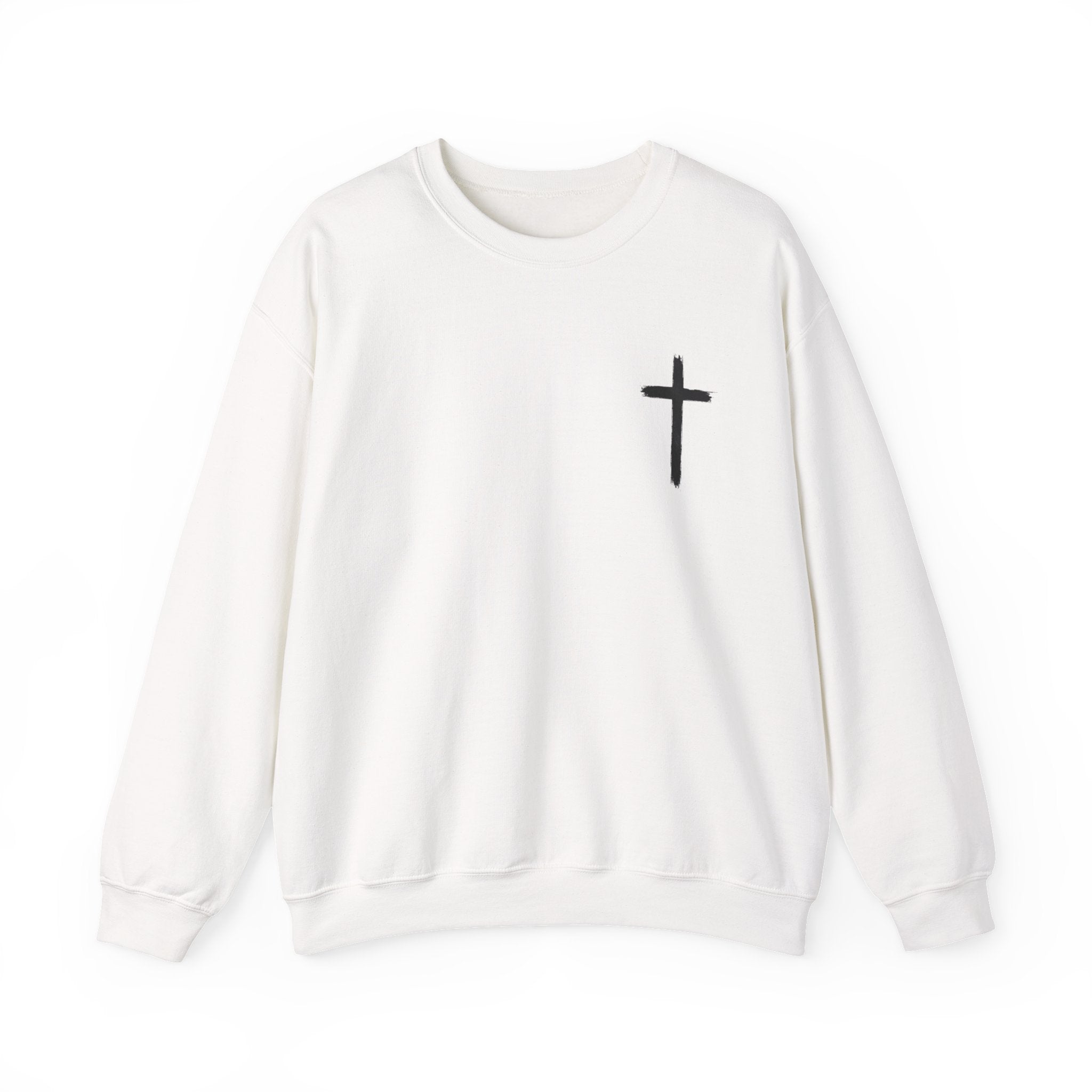 Christian Crewneck Sweatshirt Cross Front & Psalm 23 Shepherd Back