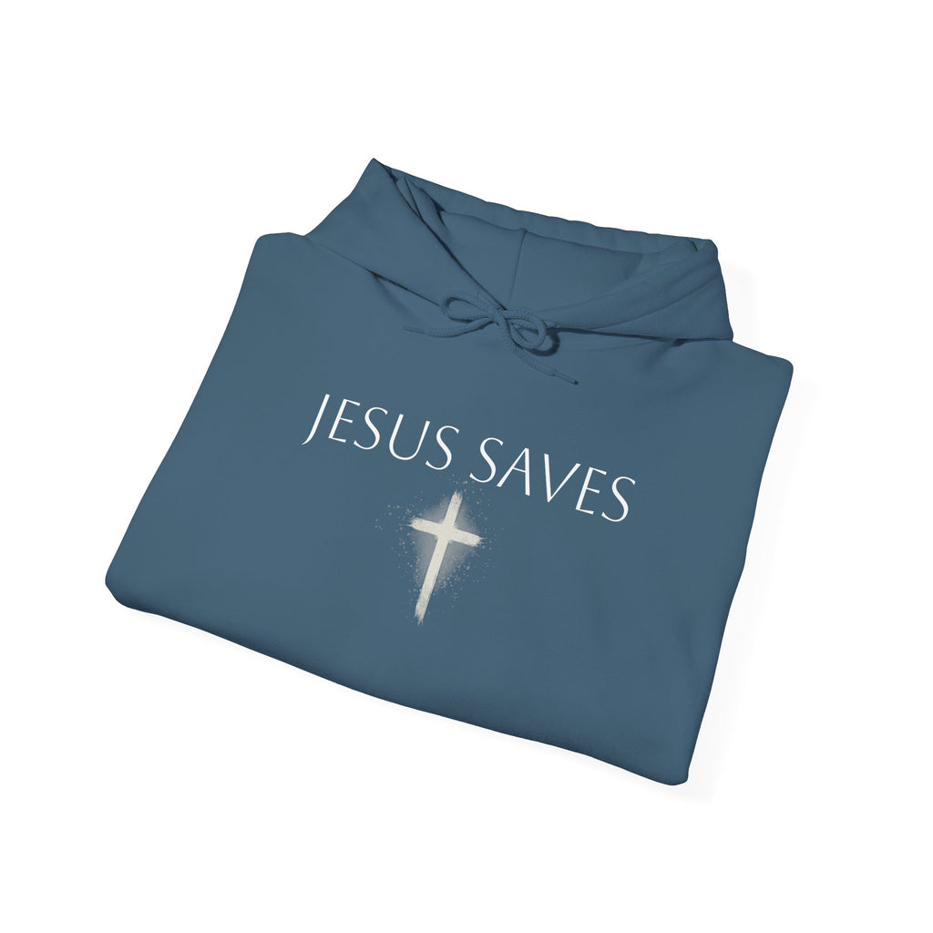Religious Hoodie Cross Graphic with Jesus Saves