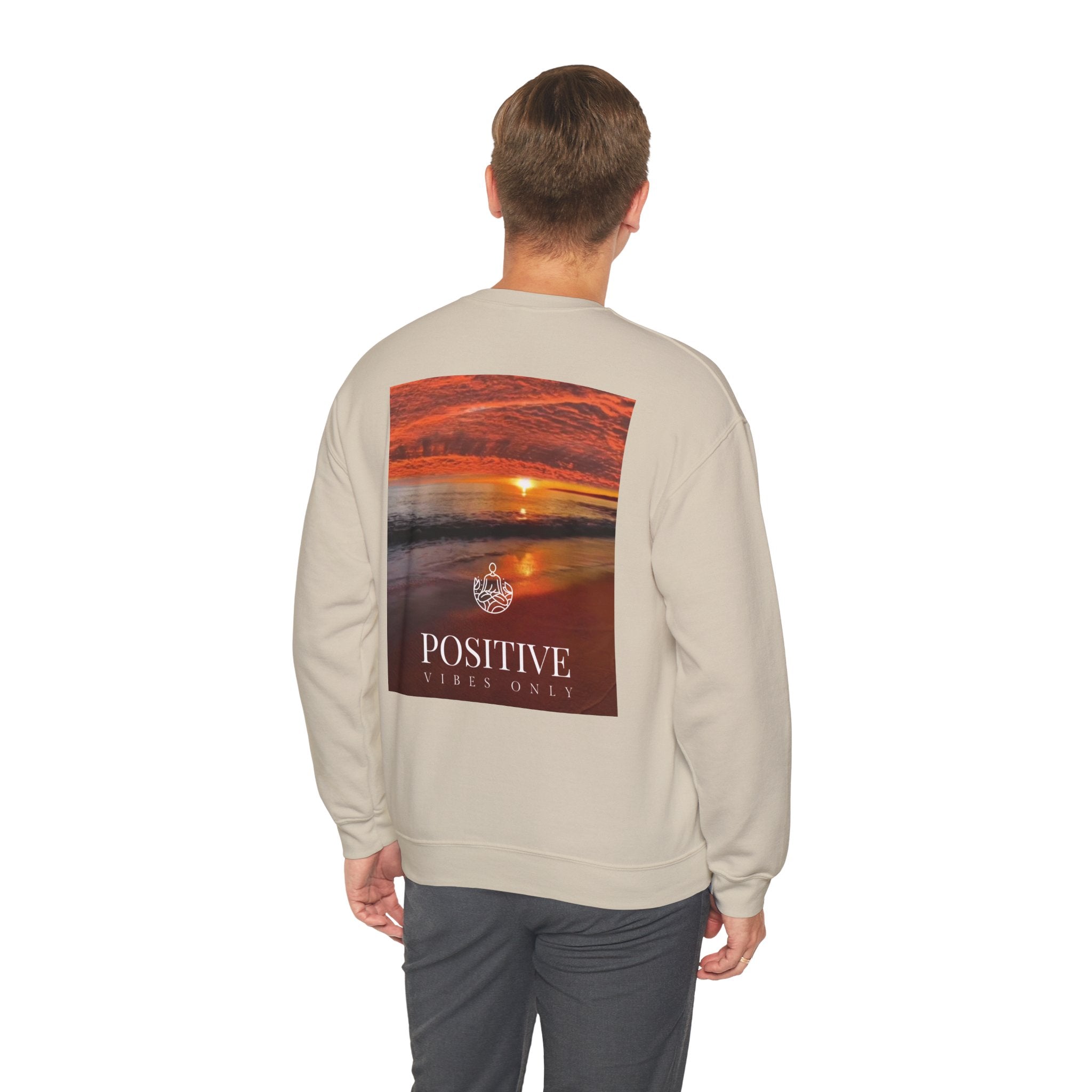 Positive Vibes Only Crewneck Sweatshirt  Sunset Beach Graphic