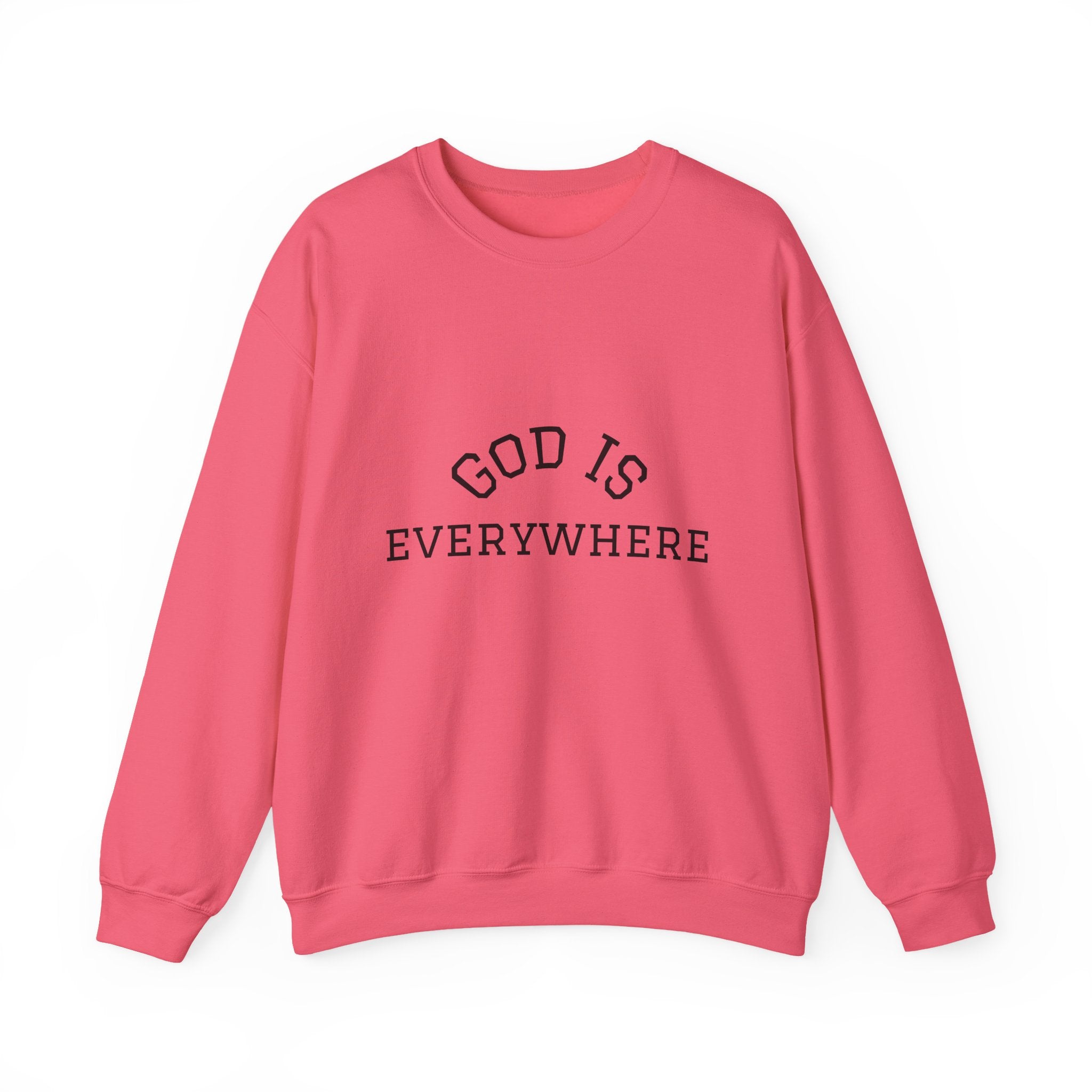 Christian Crewneck Sweatshirt — "God Is Everywhere" with Back Cross Design