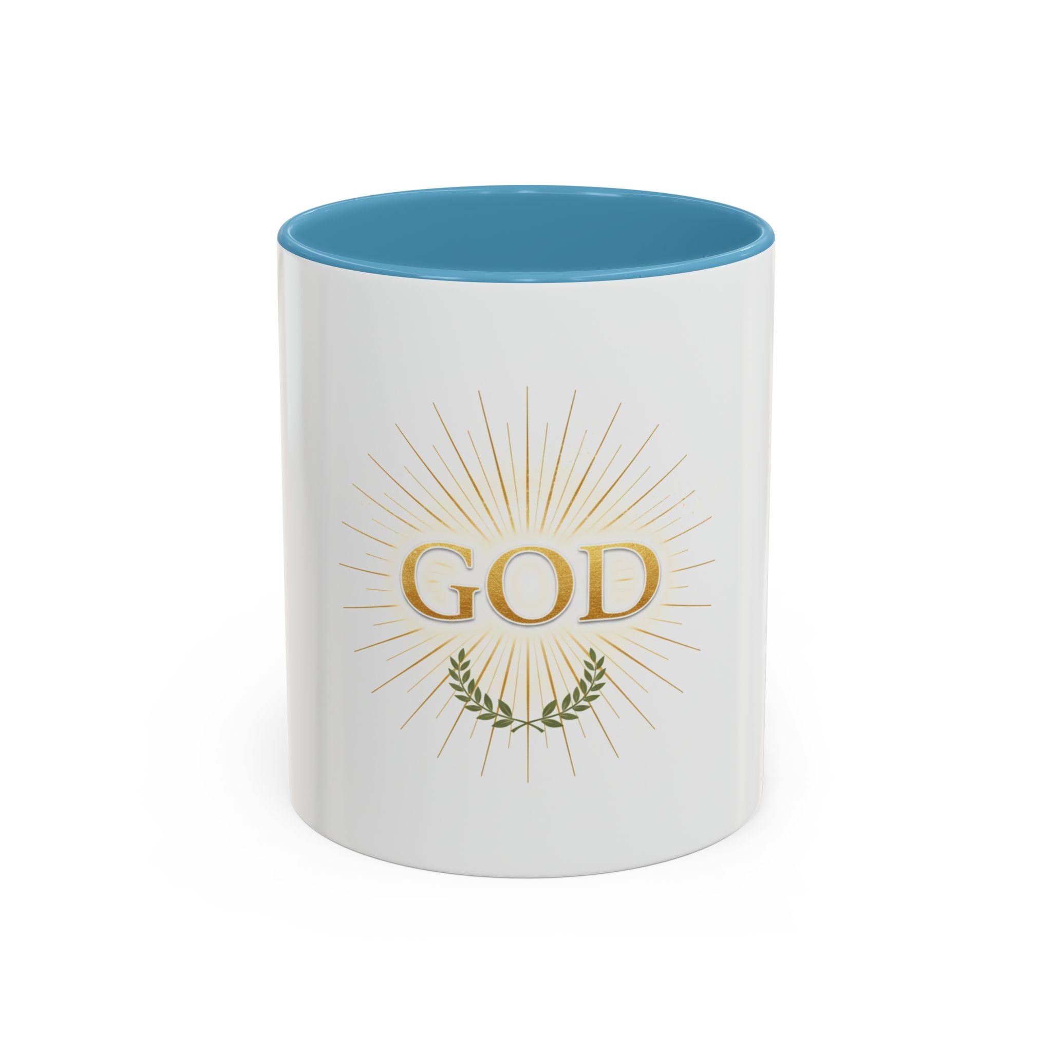 God Radiant Accent Coffee Mug — Inspirational Christian Ceramic Mug