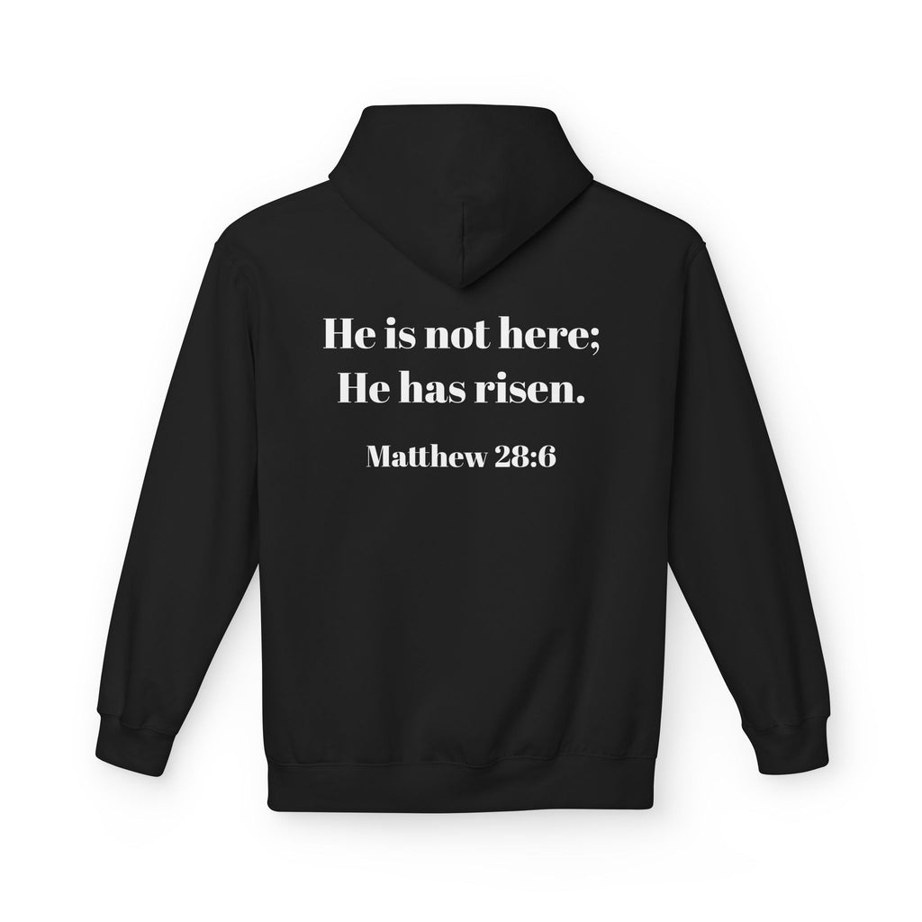 He Has Risen Hoodie  Christian Easter Scripture Pullover (Matthew 28:6)