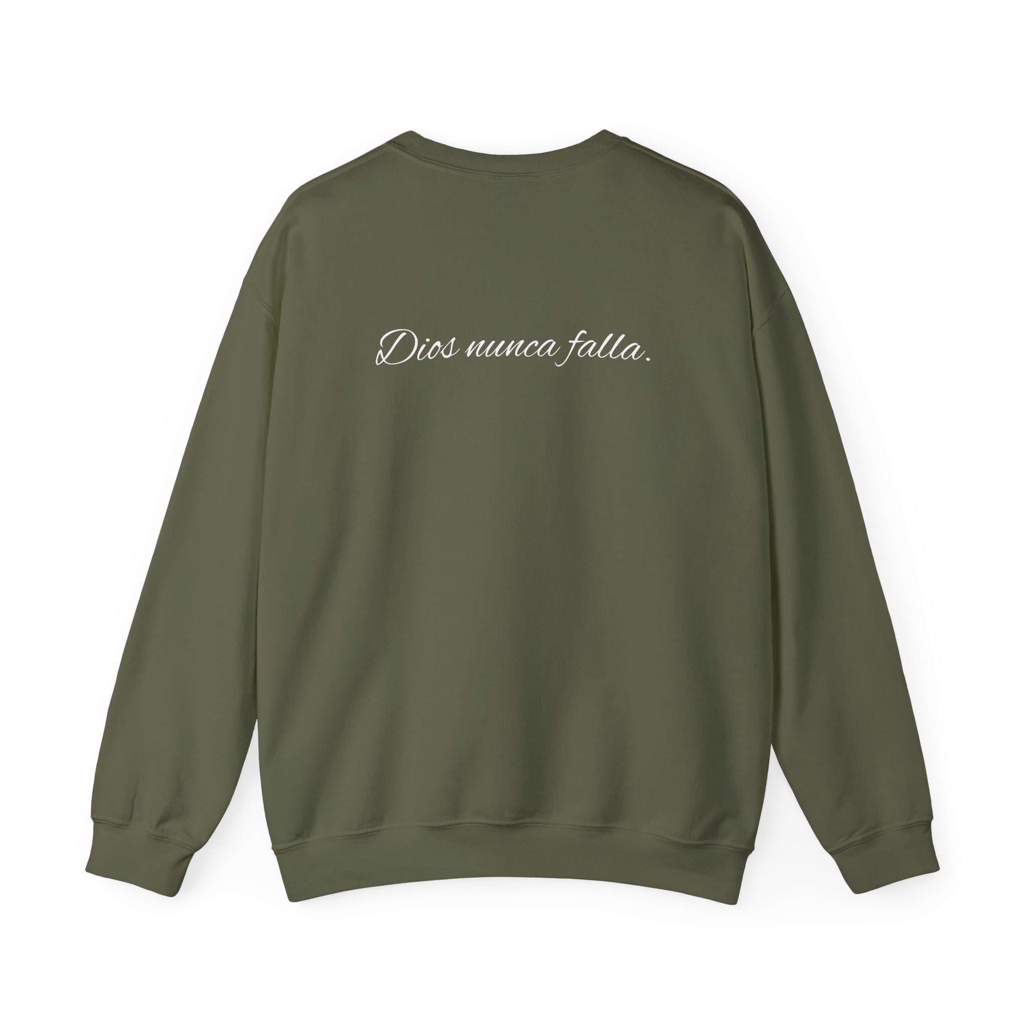 Crewneck Sweatshirt — 'Dios nunca falla' Script Heart Spiritual Pullover