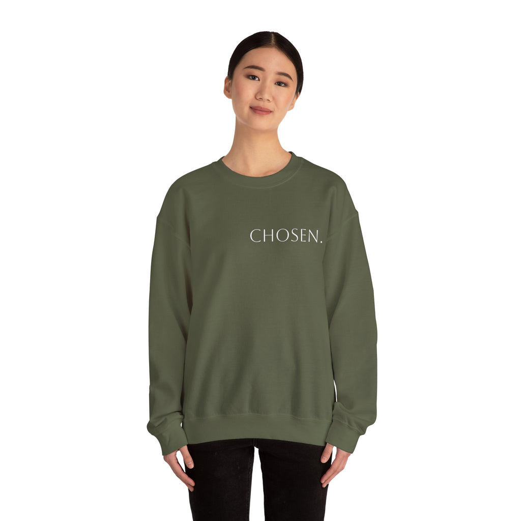 Chosen Sweatshirt Christian Crewneck with “1 Peter 2:9” Back Text