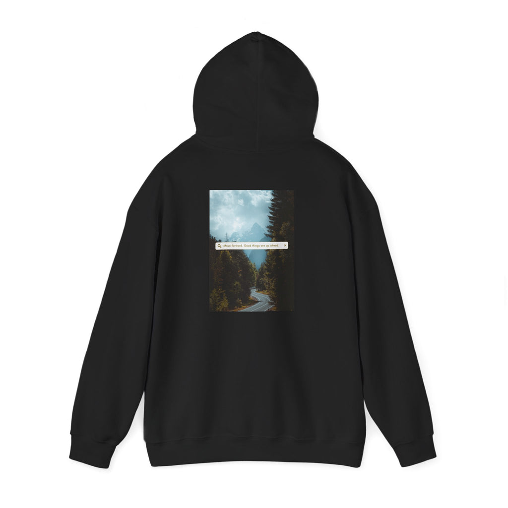 Mountain Road Hoodie with Gold Cross Chest Accent