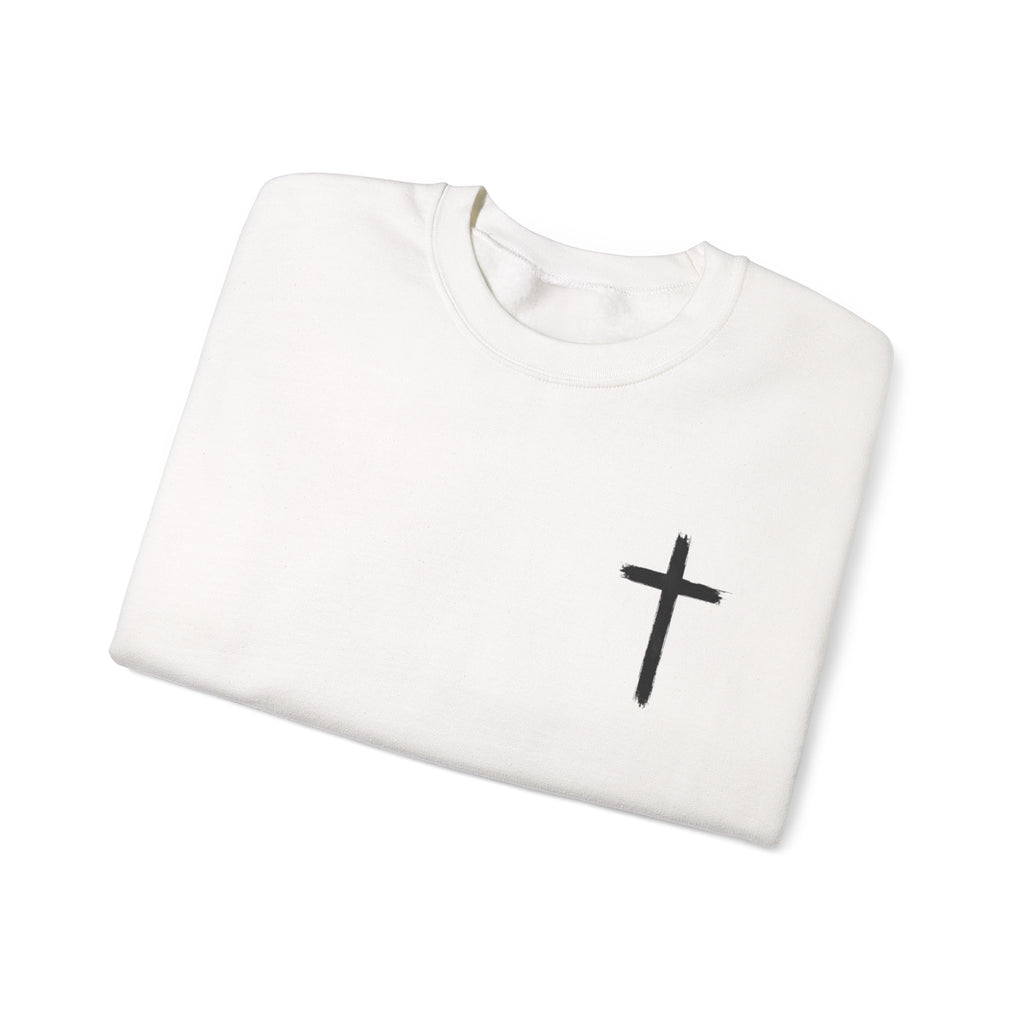 Christian Crewneck Sweatshirt Cross Front & Psalm 23 Shepherd Back