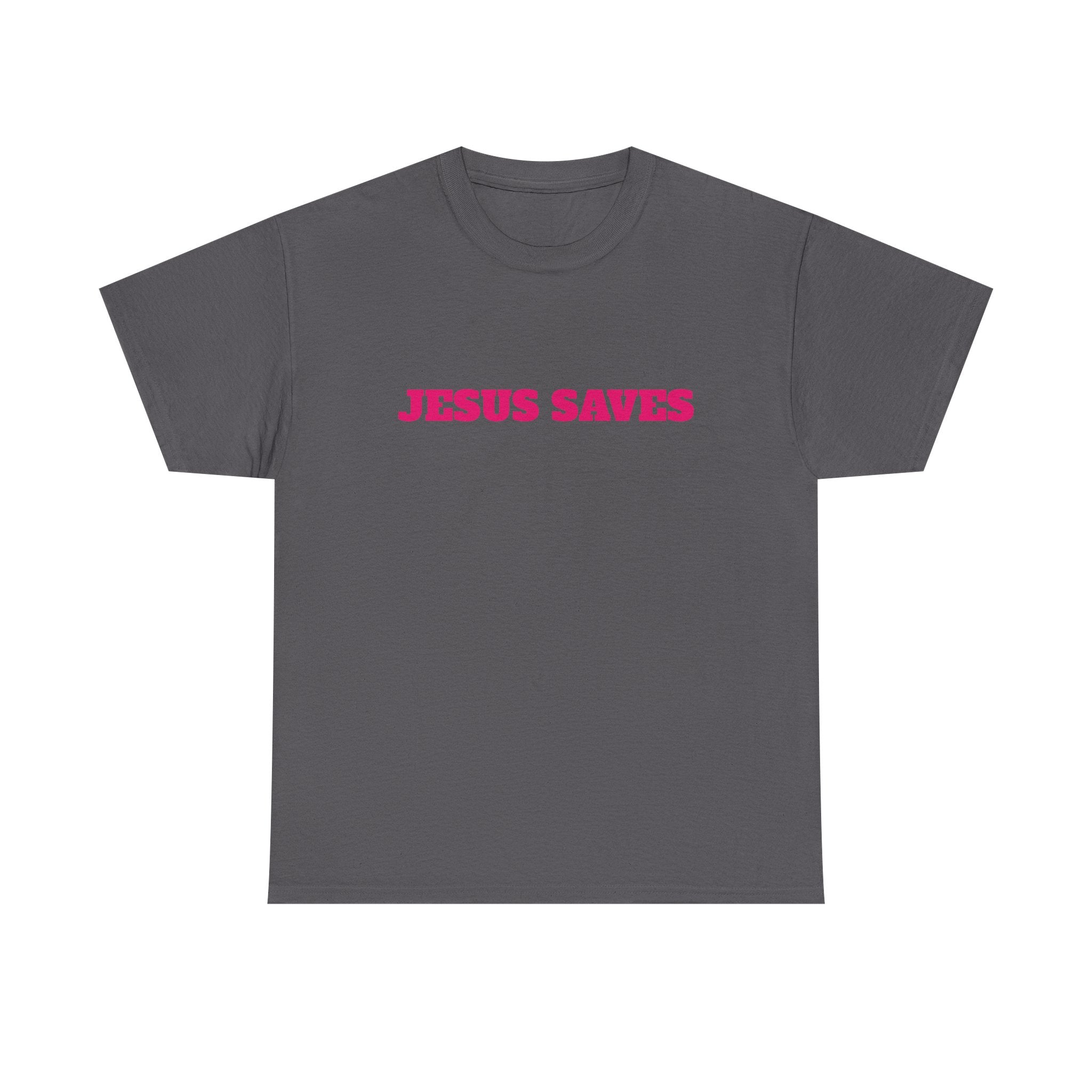 Jesus Saves T‑Shirt Pink 'Good News' Faith Tee (Back Scripture)