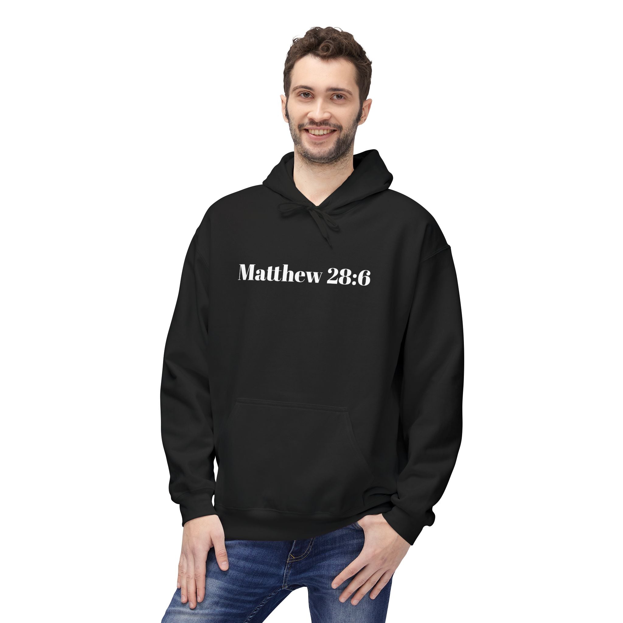 Matthew 28:6 Hoodie — "He Is Risen" Easter Christian Pullover