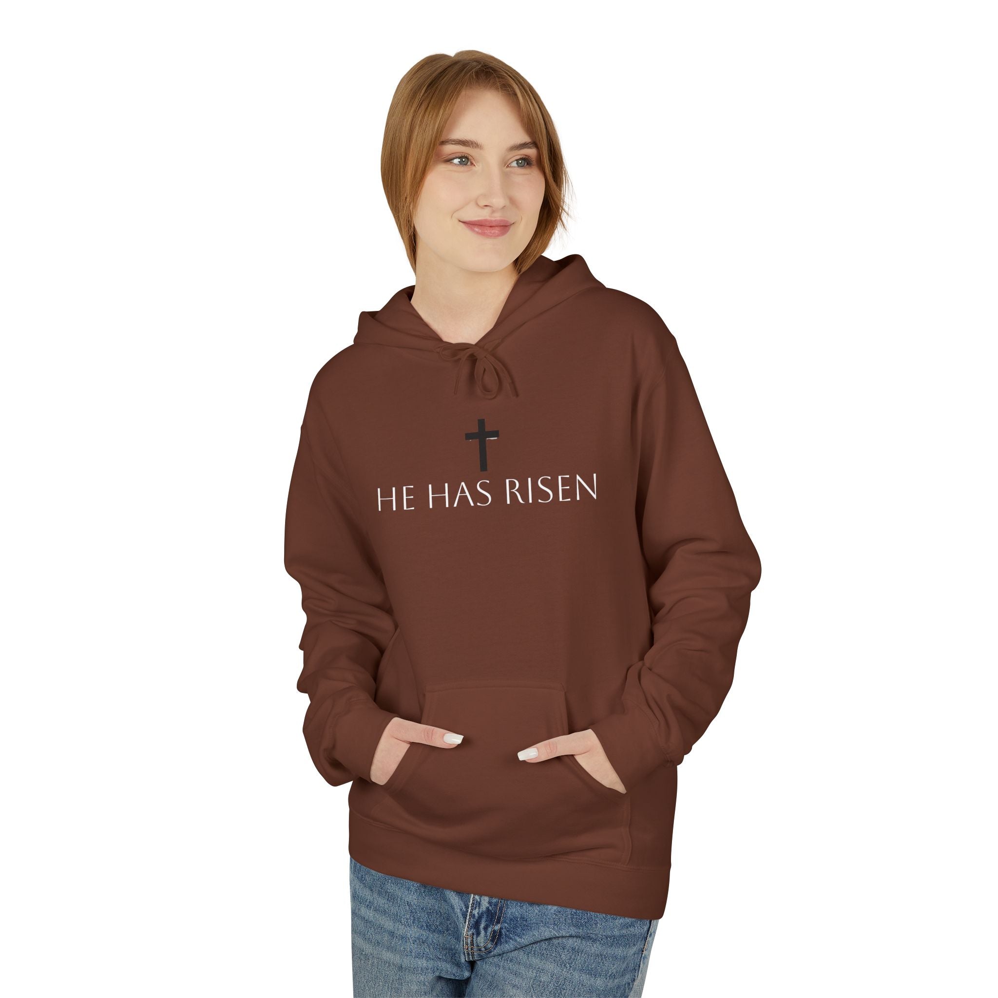 He Has Risen Hoodie  Christian Easter Scripture Pullover (Matthew 28:6)